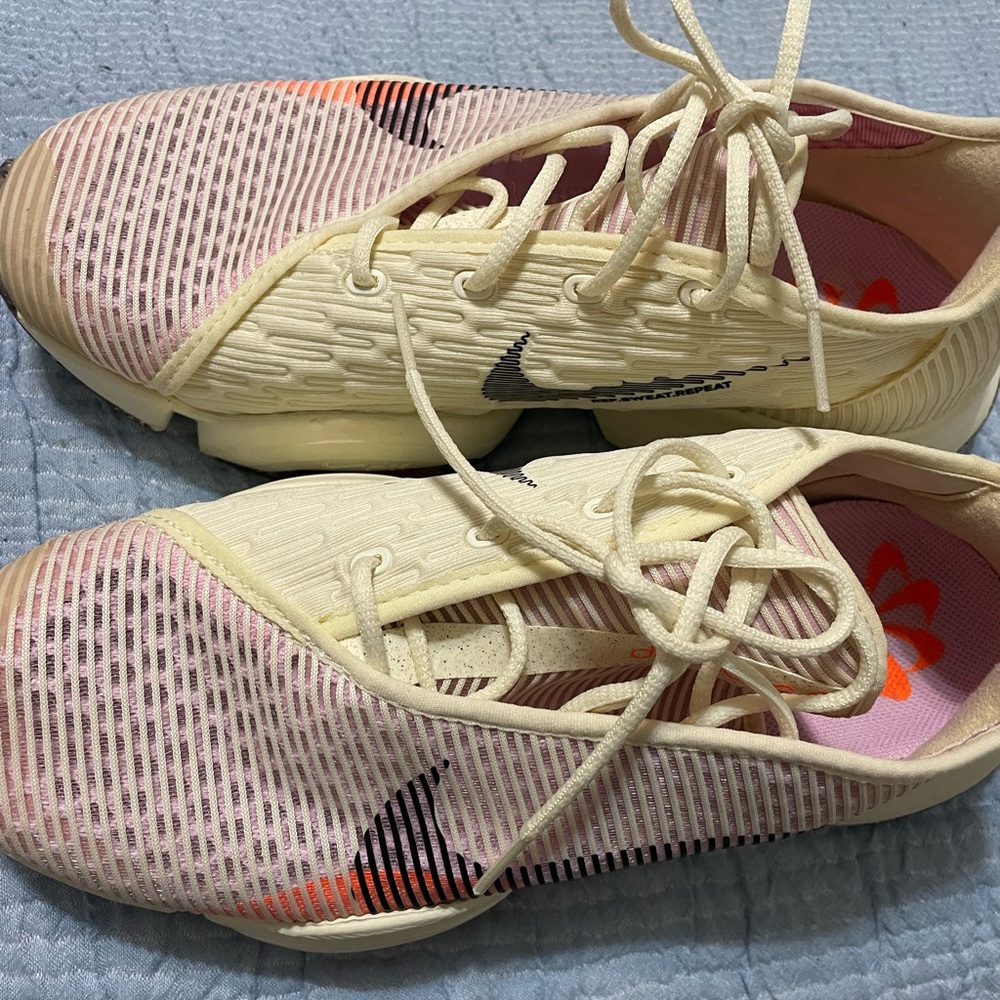 Nike Women's Cream and Pink Athletic Sneakers